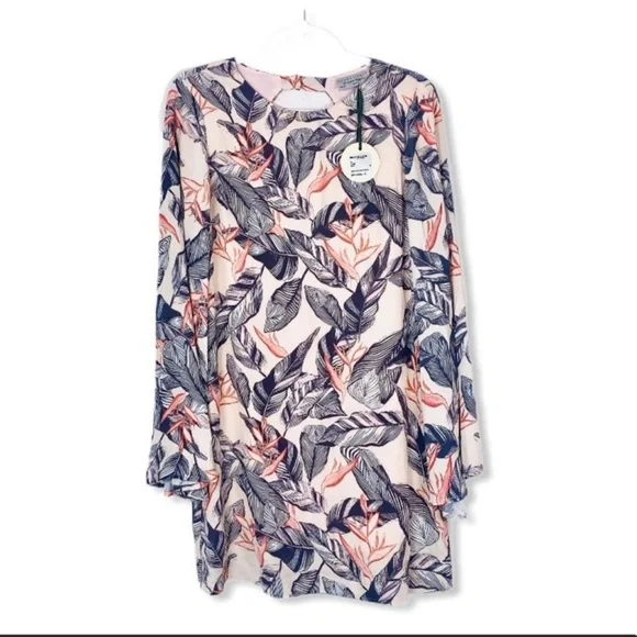 Dress Forum mini tropical print dress Graypeach Lena bell sleeve floral size M - Picture 3 of 10